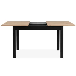 Table à manger extensible noire et effet bois 140-180 cm ALVA