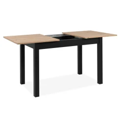Table à manger extensible noire et effet bois 120-160 cm ALVA