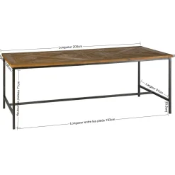 Table à manger marqueterie 200 cm VARSOVIE