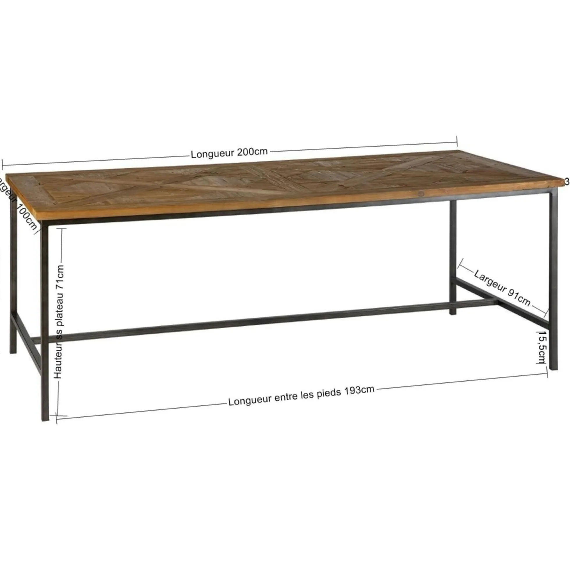 Table à manger marqueterie 200 cm VARSOVIE