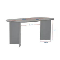 Table à manger moderne blanche effet bois pieds en V 180 cm MARFA