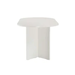 Table à manger moderne blanche effet bois pieds en V 180 cm MARFA