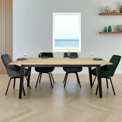 Table à manger moderne bois clair - pieds métal, 200 cm GRADO