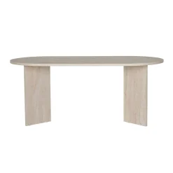 Table à manger moderne effet travertin pieds en V 180 cm MARFA