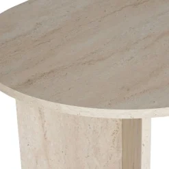 Table à manger moderne effet travertin pieds en V 180 cm MARFA