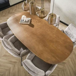 Table à manger moderne en bois de manguier avec pied central 180 cm CREEK