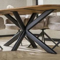 Table à manger moderne en bois de manguier avec pied central 215 cm CREEK