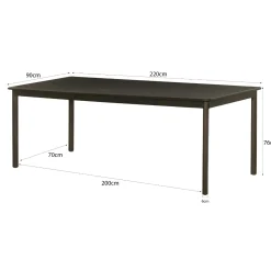Table à manger moderne en chêne brun 220 cm LOREN