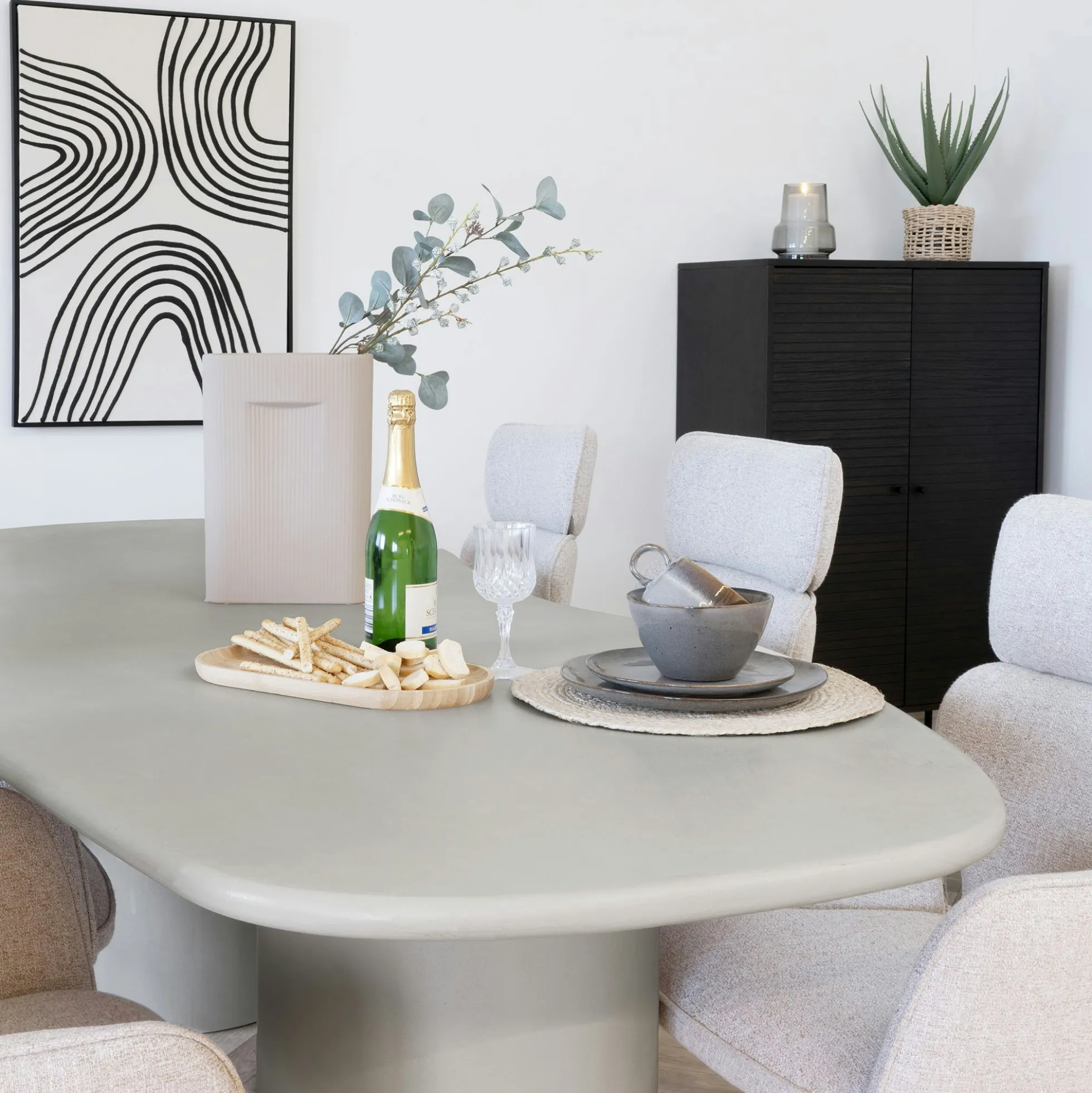 Table à manger moderne grise - organique, 240 cm ALBERTA