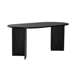 Table à manger moderne noire effet bois pieds en V 180 cm MARFA