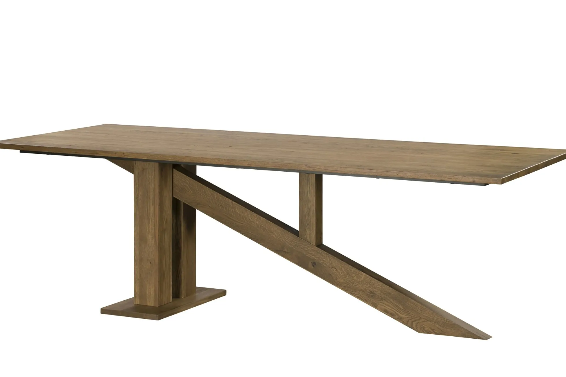 Table à manger moderne piètement oblique chêne massif 240 cm HUDSON