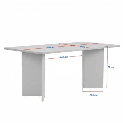 Table à manger noire bords ronds 180 cm MARFA