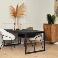 Table à manger noire en bois 160 cm MILORA