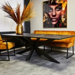 Table à manger noire en bois de manguier 200 cm ALVERA