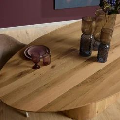 Table à manger ovale bois de chêne et pied central 240 cm LEXTON