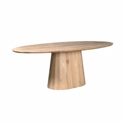 Table à manger ovale bois de chêne et pied central 210 cm LEXTON