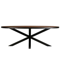 Table à manger ovale bois effet pierre rouille 220 cm BIHAR
