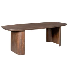 Table à manger ovale bois foncé pieds courbes 200 cm ALMA