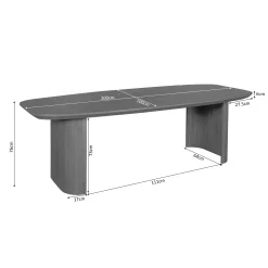 Table à manger ovale bois foncé pieds courbes 200 cm ALMA