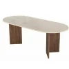 Table à manger ovale décor travertin et noyer 200 cm MARFA