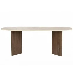 Table à manger ovale décor travertin et noyer 200 cm MARFA