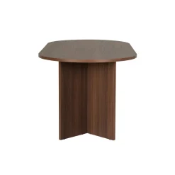 Table à manger ovale effet bois noyer pieds en V 200 cm MARFA