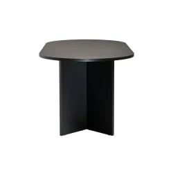 Table à manger ovale effet bois noir pieds en V 200 cm MARFA