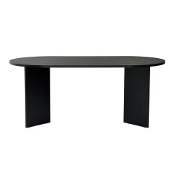 Table à manger ovale effet bois noir pieds en V 200 cm MARFA