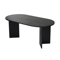 Table à manger ovale effet bois noir pieds en V 200 cm MARFA