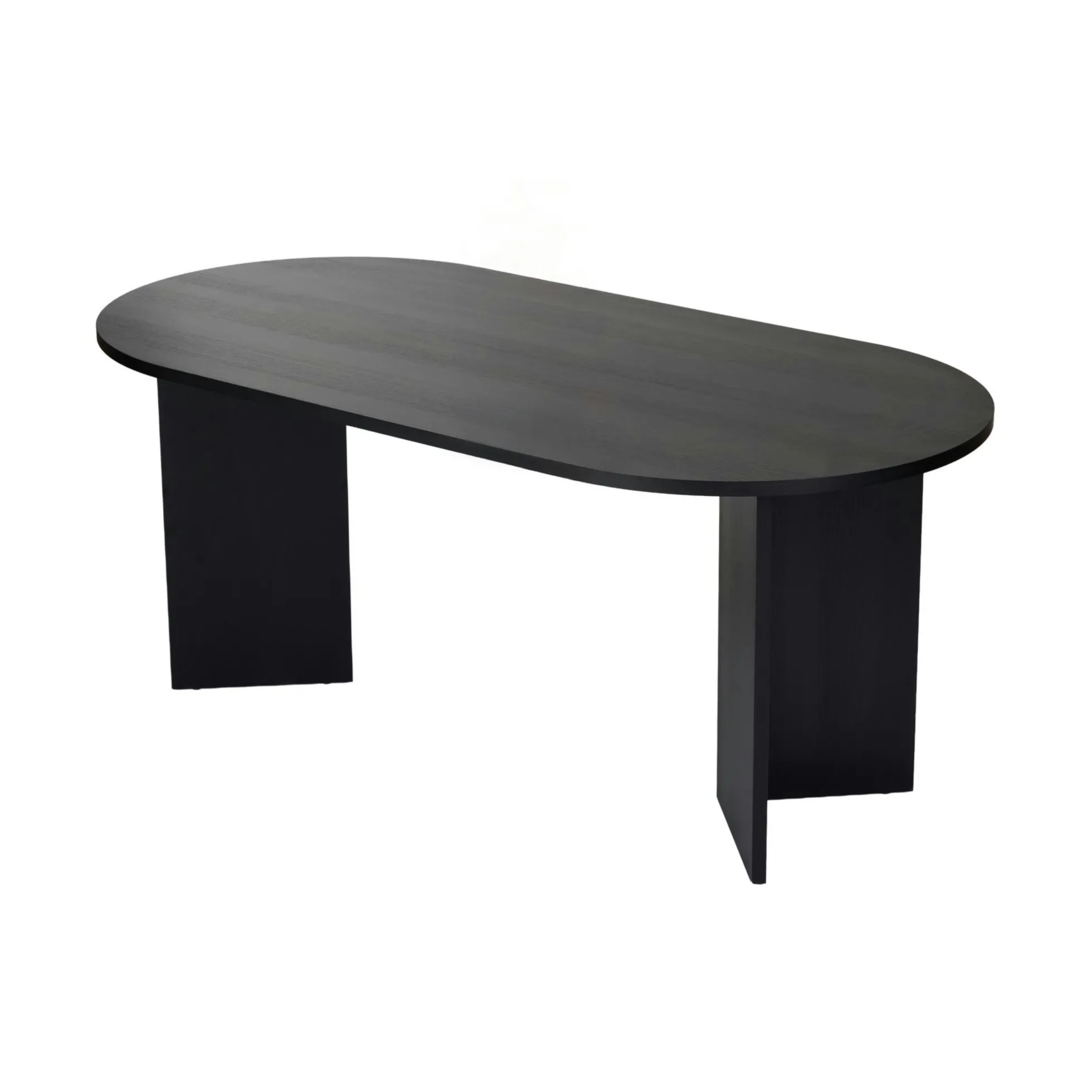 Table à manger ovale effet bois noir pieds en V 200 cm MARFA