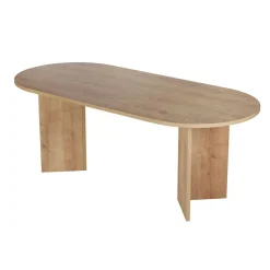 Table à manger ovale effet chêne pieds en V 200 cm MARFA