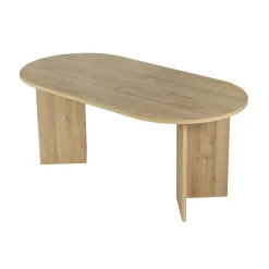 Table à manger ovale effet chêne pieds en V 180 cm MARFA