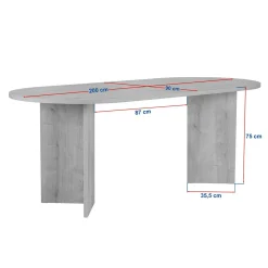 Table à manger ovale effet pin pieds en V 200 cm MARFA