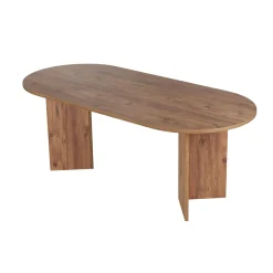 Table à manger ovale effet pin pieds en V 200 cm MARFA