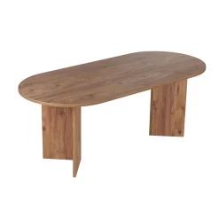 Table à manger ovale effet pin pieds en V 200 cm MARFA