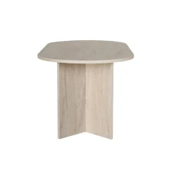 Table à manger ovale effet travertin pieds en V 200 cm MARFA