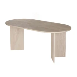Table à manger ovale effet travertin pieds en V 200 cm MARFA