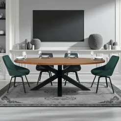 Table à manger ovale en bois de teck recyclé 220 cm ONTARIO
