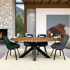 Table à manger ovale en bois de teck recyclé 190 cm ONTARIO