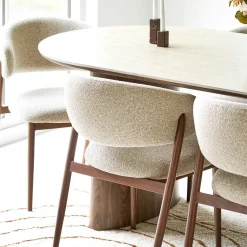 Table à manger ovale en céramique aspect travertin 210 cm PRATO