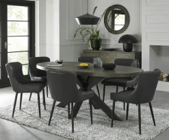 Table à manger ovale en marqueterie de chêne 200 cm ARLINGTON