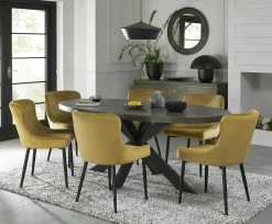 Table à manger ovale en marqueterie de chêne 200 cm ARLINGTON