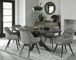 Table à manger ovale en marqueterie de chêne 200 cm ARLINGTON
