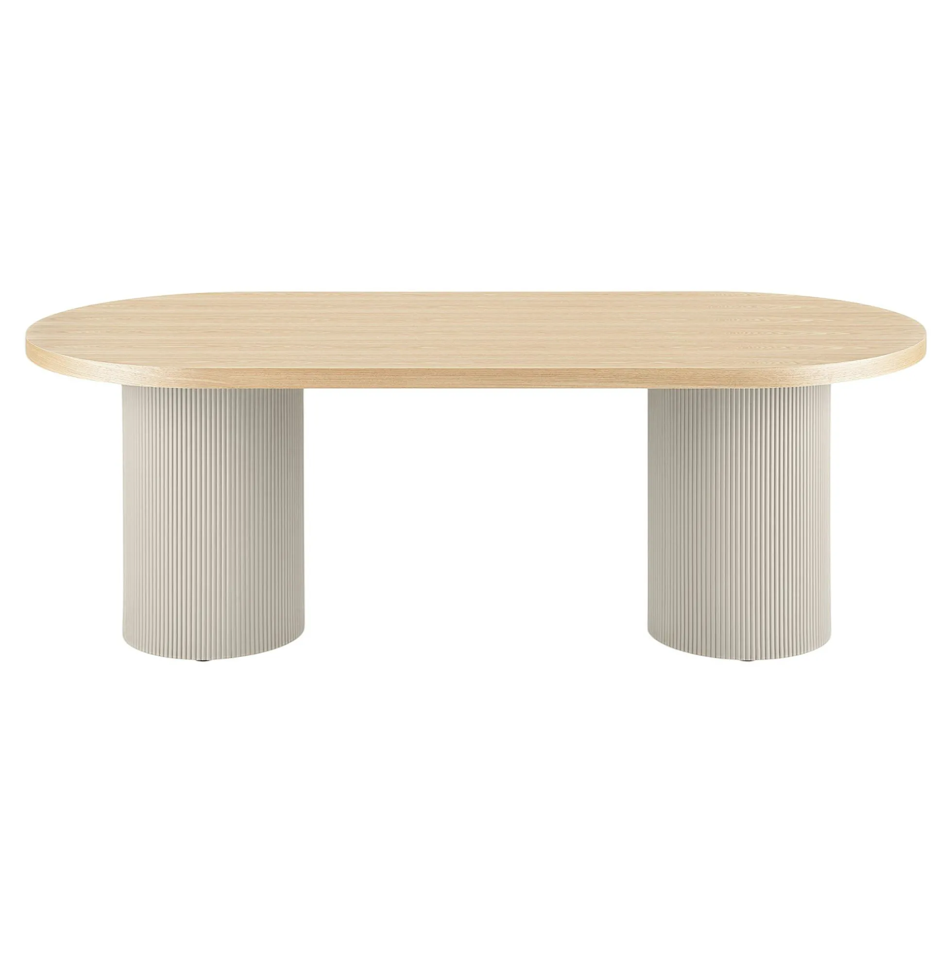 Table à manger ovale placage frêne pieds colonne 220 cm LISBONNE
