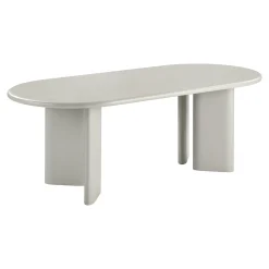 Table à manger ovale sable 220 cm - design minimaliste, pieds obliques ALBERTA