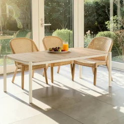 Table à manger 8 places bois et aluminium AGGER