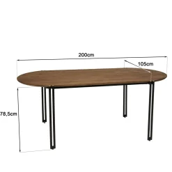 Table à manger plateau ovale en teck recyclé 200 SWING