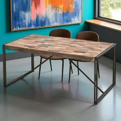 Table à manger rectangle bois recyclé 175x100 CARAVELLE
