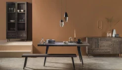 Table à manger rectangulaire bois recyclé piètement effet laiton vieilli 180 cm ADÉLAÏDE