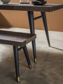 Table à manger rectangulaire bois recyclé piètement effet laiton vieilli 180 cm ADÉLAÏDE
